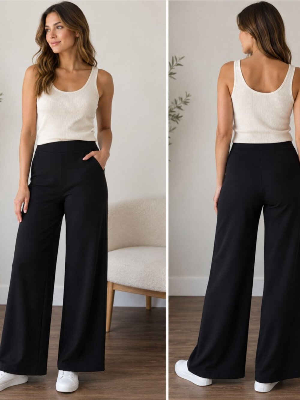 Grace Dane Lewis Petite Black Knit Pull-On Pants NWT Petite Large
